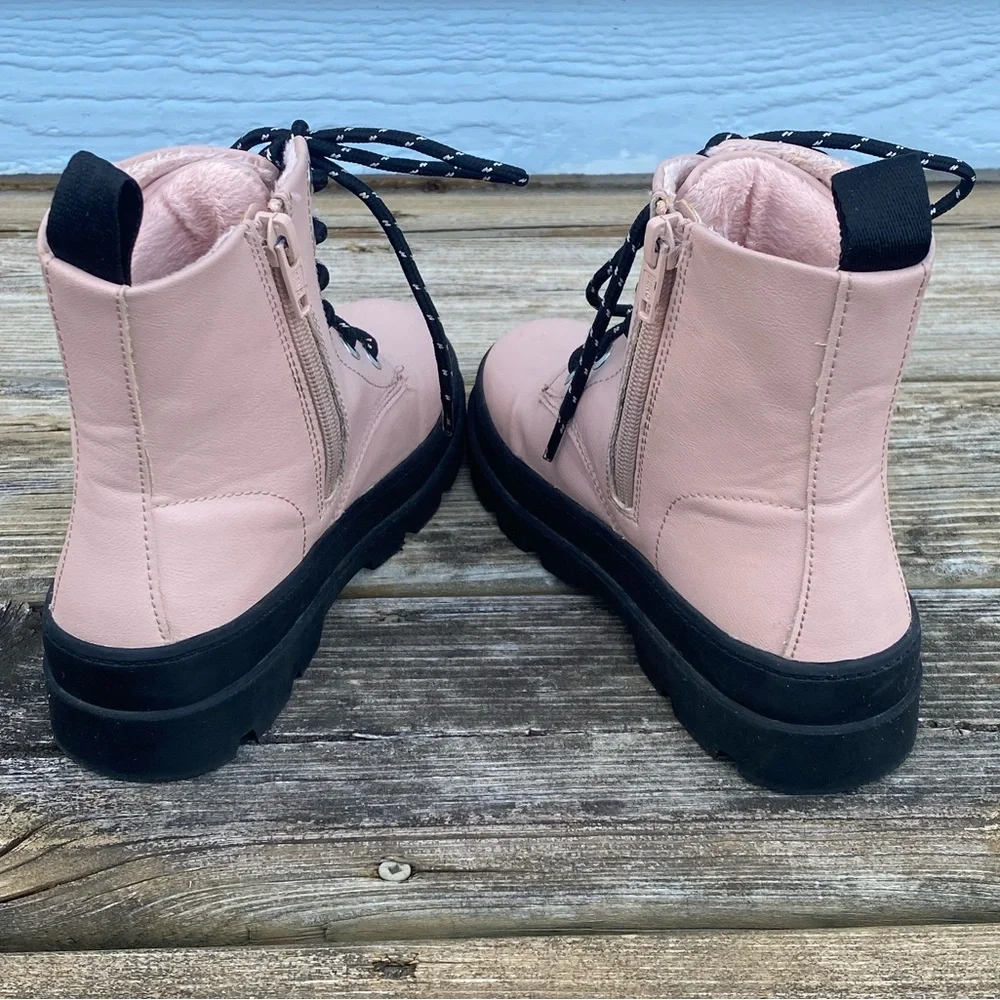 H&M Pale Pink Lace-Up Ankle Combat Boots